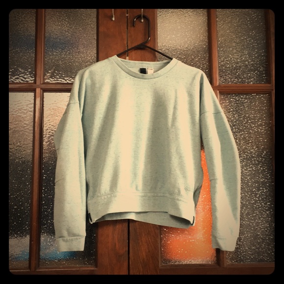 Green/teal side zip up crew neck sweatshirt - Picture 1 of 1